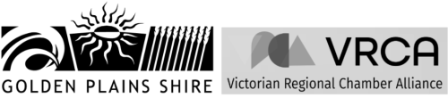 Golden Plains Shire logo and Victorian Regional Chamber Alliance logo Golden Plains Shire logo and Victorian Regional Chamber Alliance logo